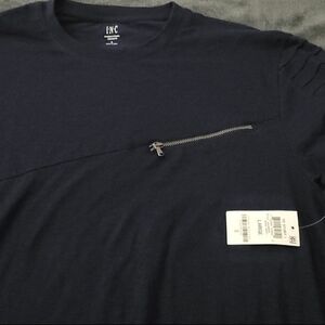 INC Men's Navy T-Shirt with Zipper Detail